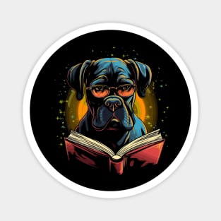 Boxer Reads Book Magnet